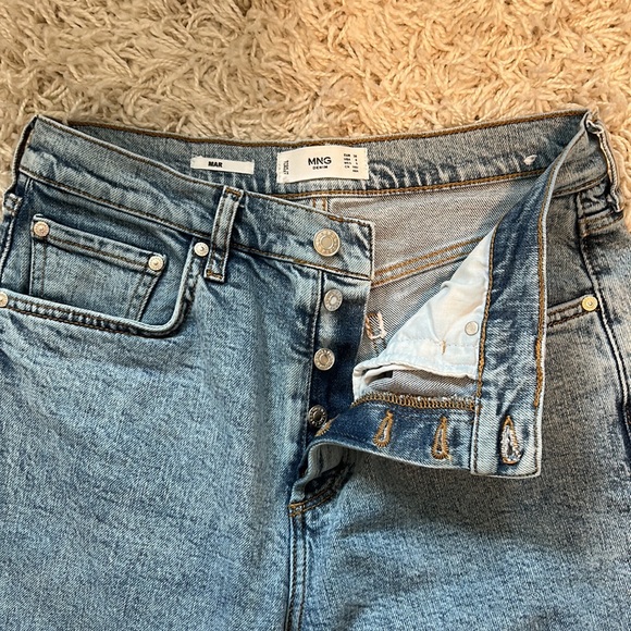 Mango Slim Fit Mar Acid Wash High Waisted Cropped Denim Jeans, Size 6 - Picture 3 of 5